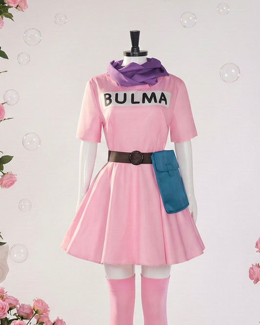 Dragon Ball Bulma Pink Dress Cosplay Costume