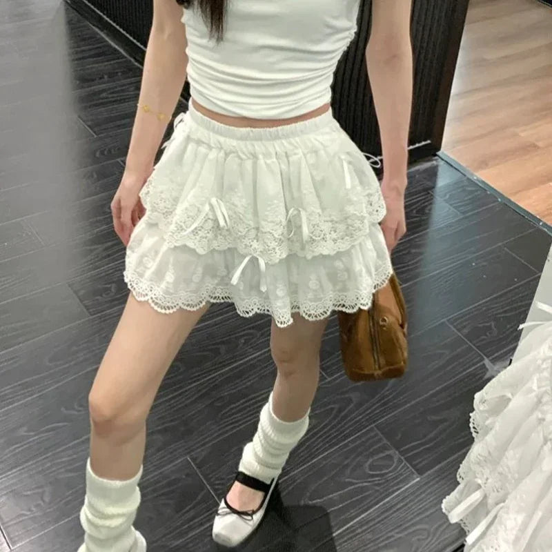 Coquette white ruffle skirt