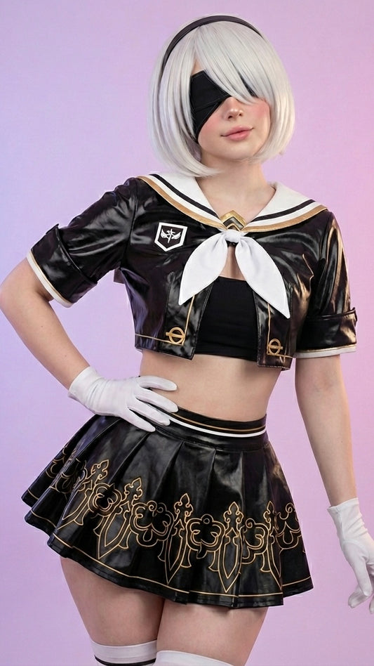 NieR: Automata 2B Sailor Uniform Cosplay | Black Vinyl Edition | MBCosplay