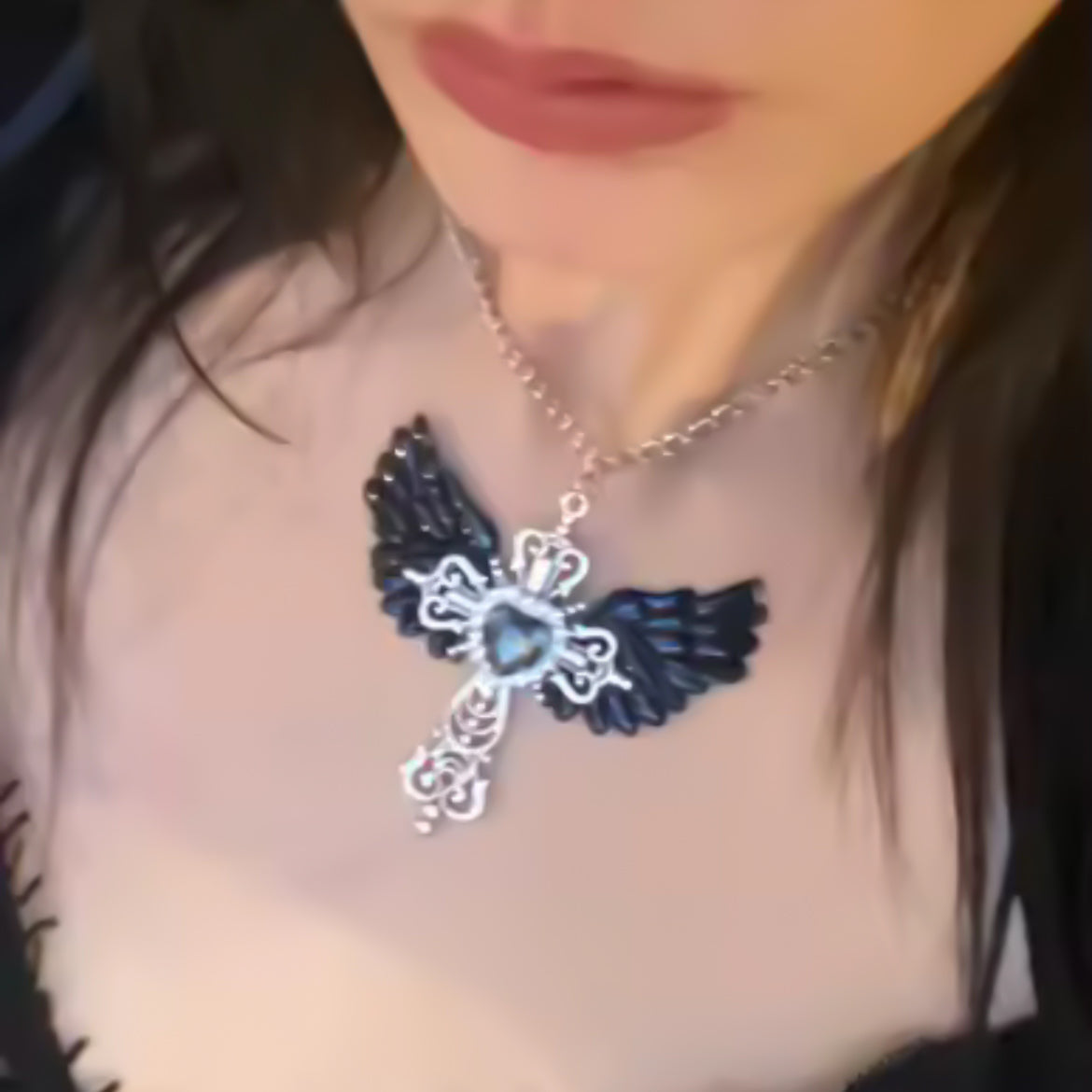 Nocturne Winged Cross Necklace