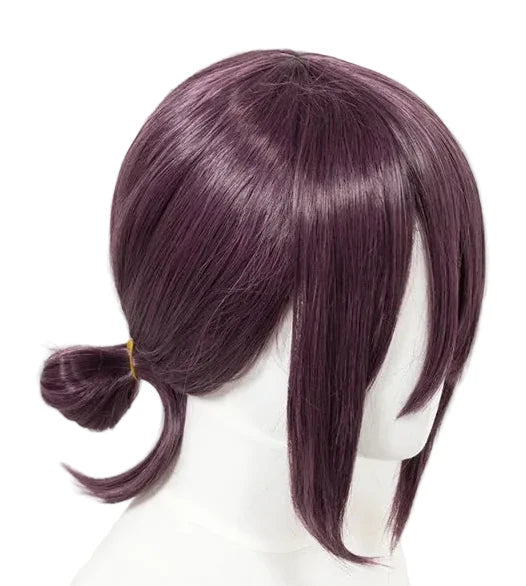 Chainsaw Man Reze Cosplay Wig - Dark Purple/Mauve Synthetic Hair with Bun