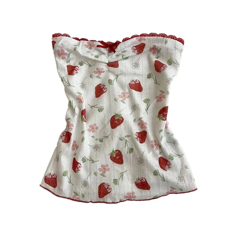 Strawberry bloom tube top