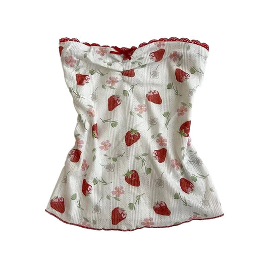 Strawberry bloom tube top