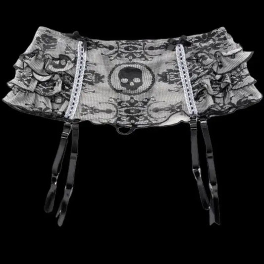 Gothic Skull Lace Garter Belt