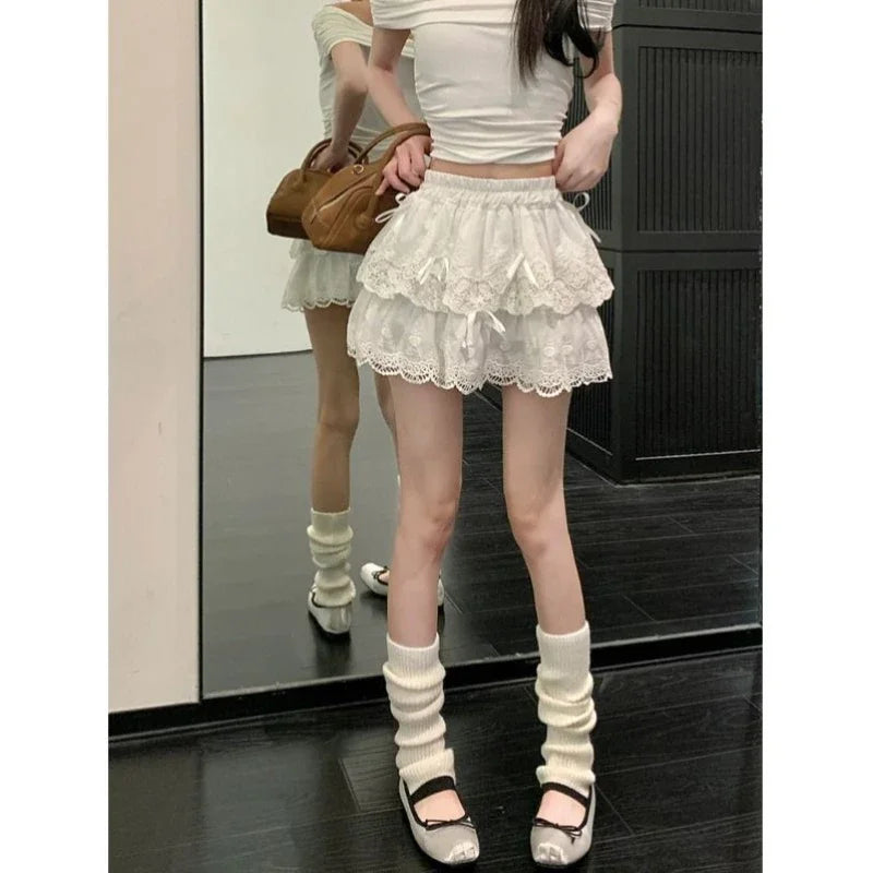 Coquette white ruffle skirt