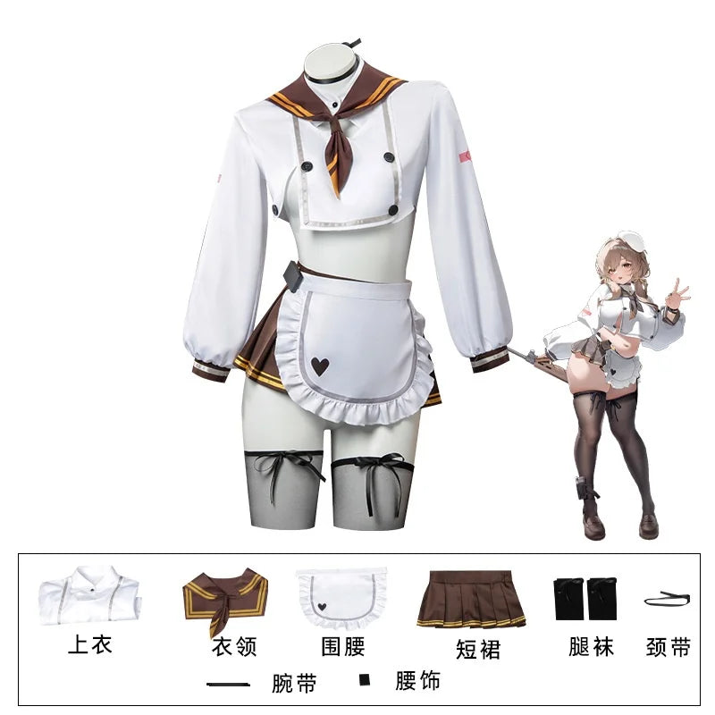 NIKKE: The Goddess of Victory Bready Cosplay Costume & Wig Set | Sweet JK Uniform & Maid Outfit