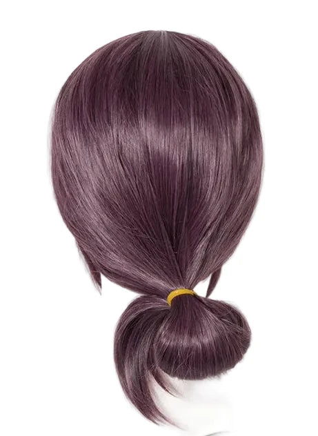 Chainsaw Man Reze Cosplay Wig - Dark Purple/Mauve Synthetic Hair with Bun