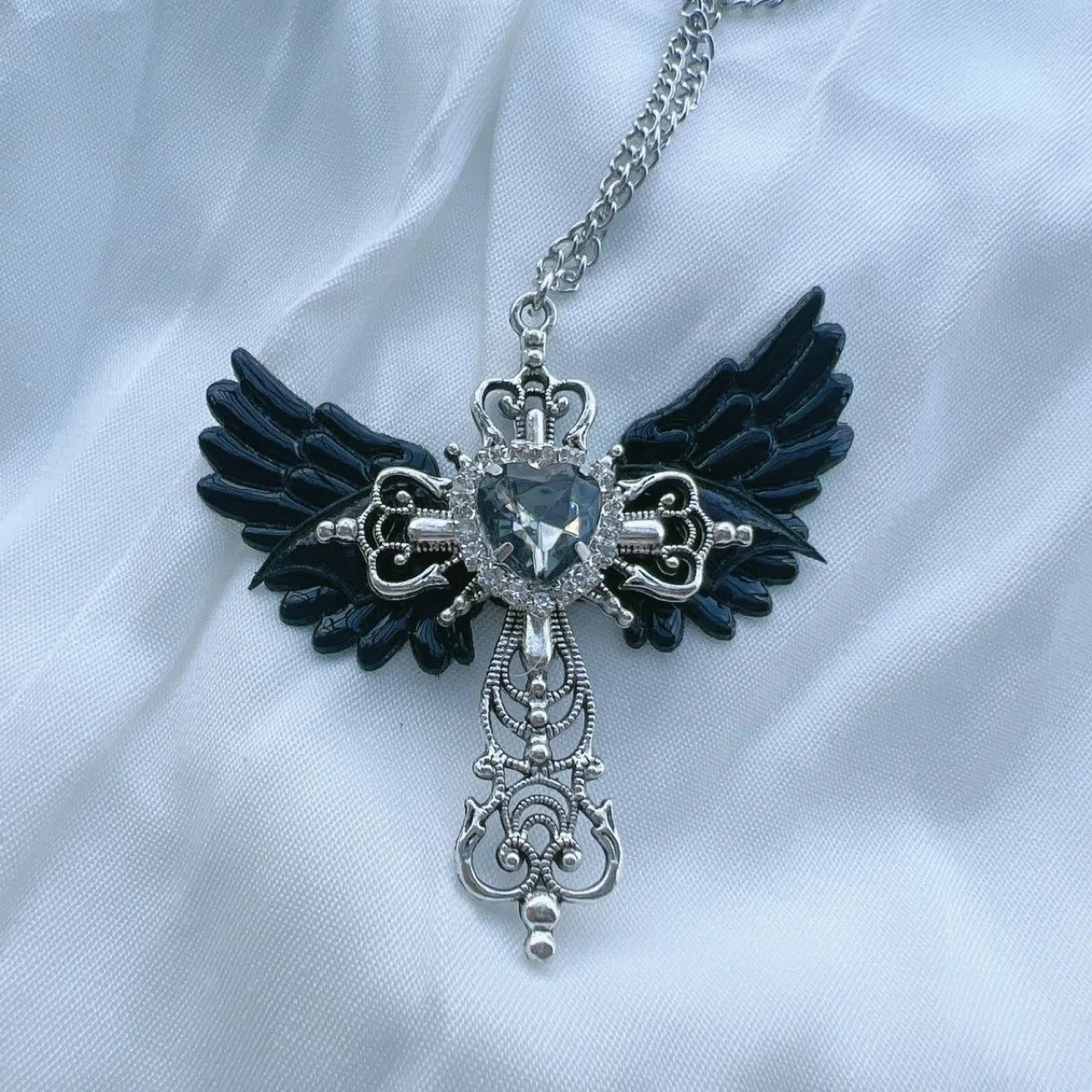 Nocturne Winged Cross Necklace