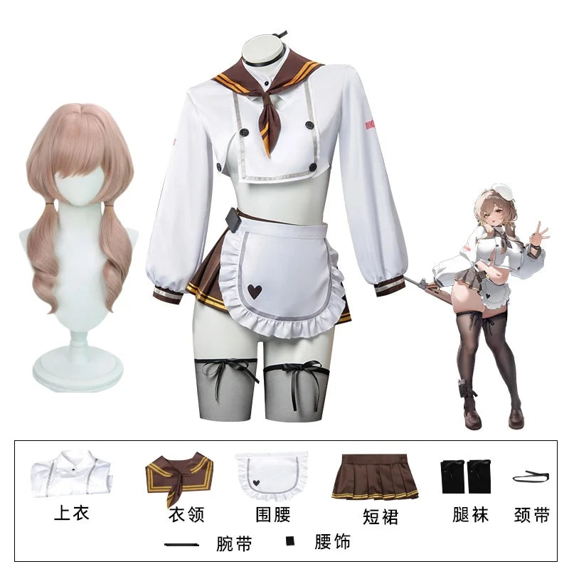 NIKKE: The Goddess of Victory Bready Cosplay Costume & Wig Set | Sweet JK Uniform & Maid Outfit