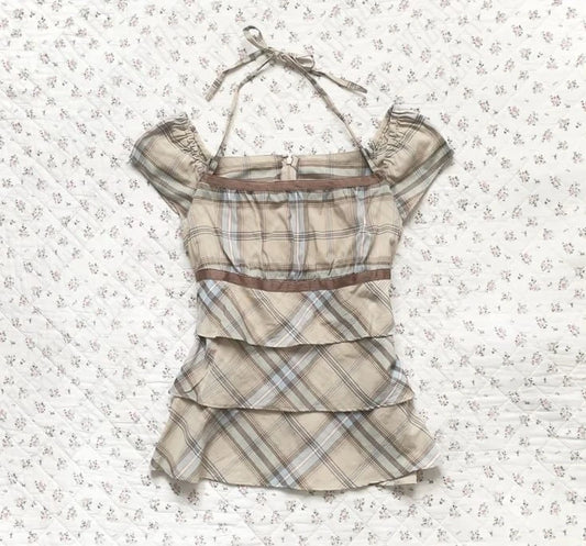 Meadow Plaid Ruffle Blouse