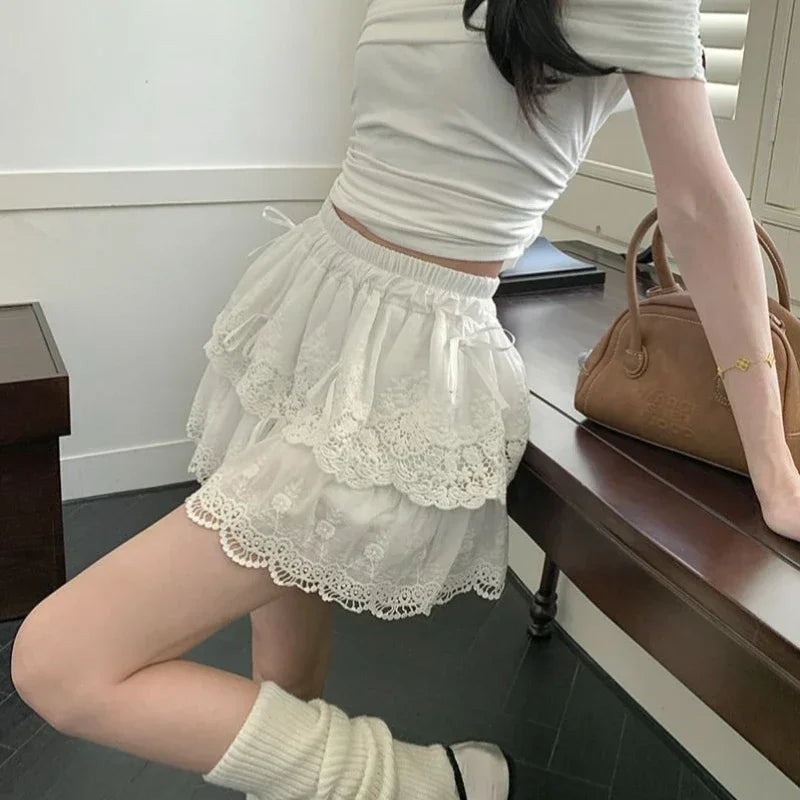 Coquette white ruffle skirt