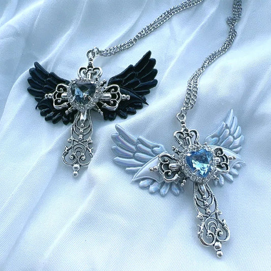 Nocturne Winged Cross Necklace