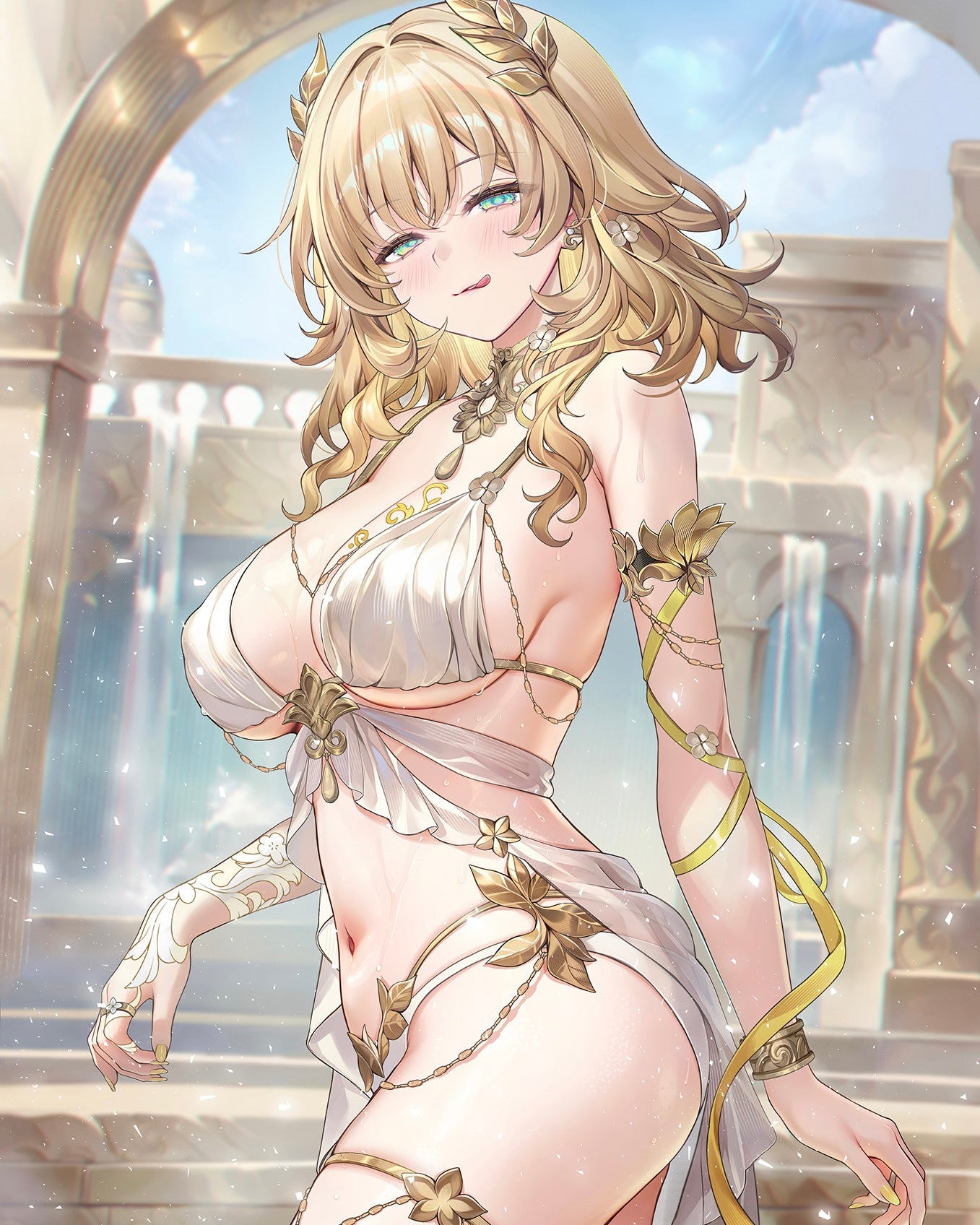 Aglaea Honkai : Star Rail lingerie bikini & wig