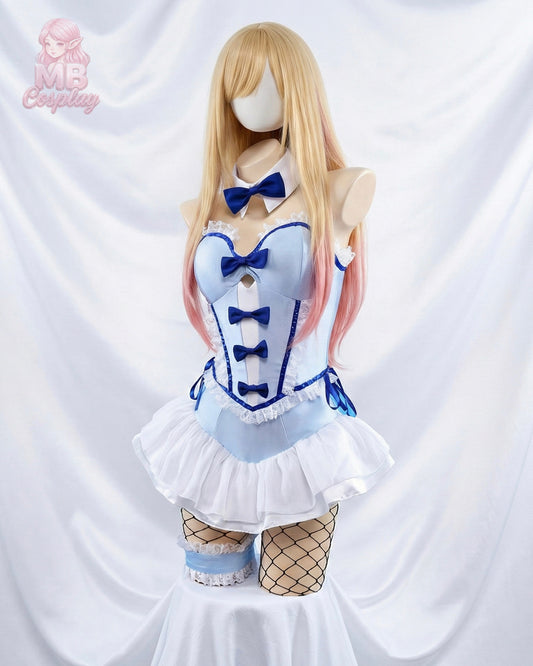 MBCosplay Kitagawa Marin Blue Bunny Girl full cosplay outfit with wig and character art.