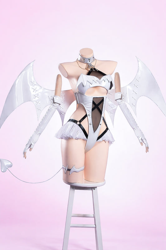 Goddess of Victory Nikke Blanc white angel bunny cosplay costume front view