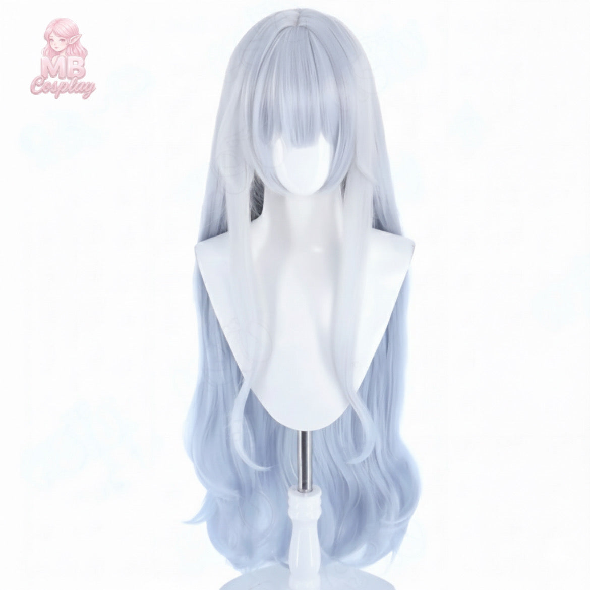 100cm long gray-blue Shinano Azur Lane cosplay wig with included wig cap